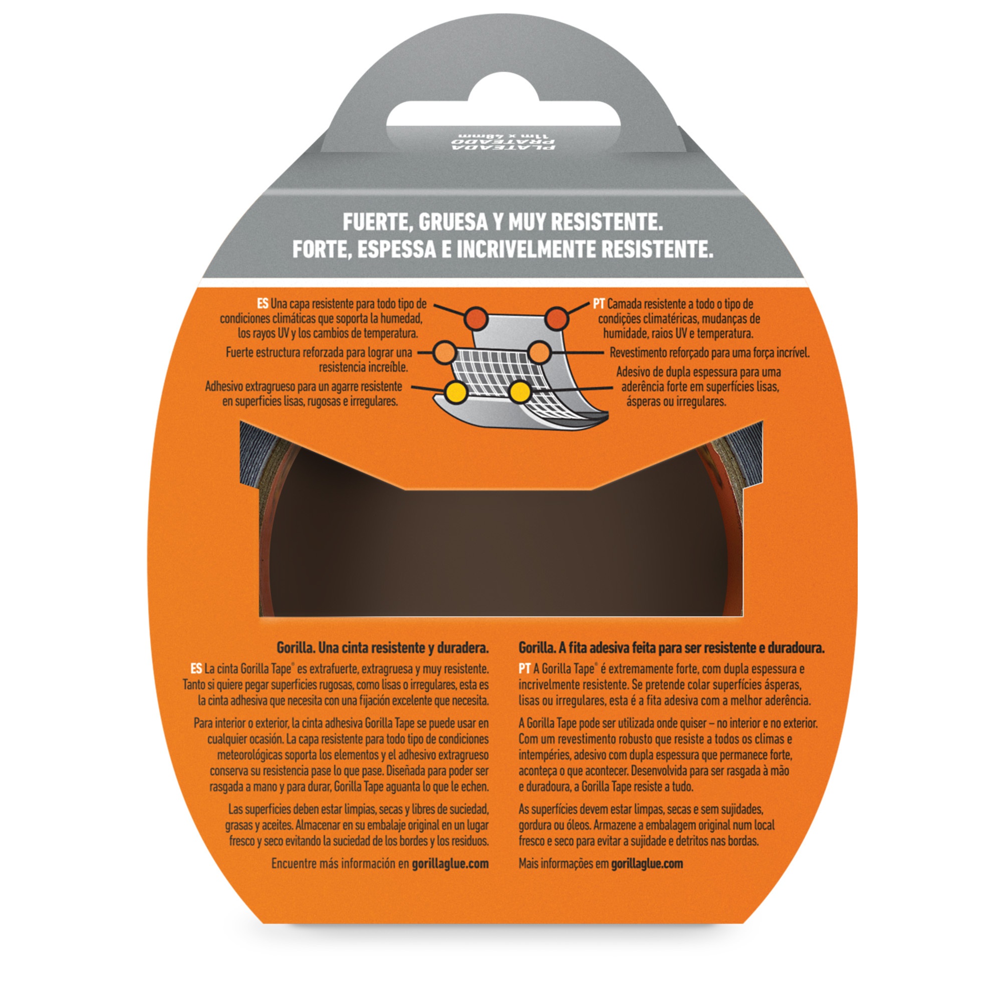 CINTA AMERICANA REFORZADA GORILLA TAPE PLATA 11 M x 48 mm